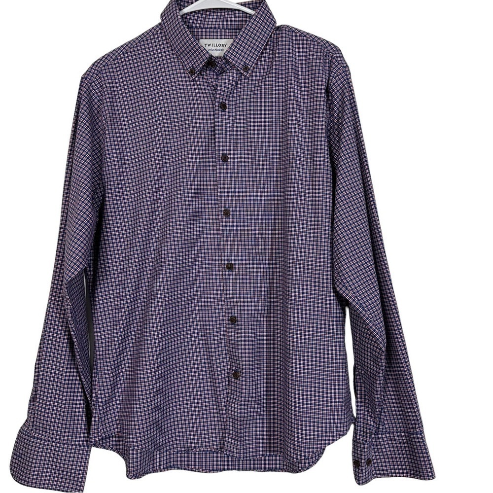 🌸 2/$25 Twillory Untuck(able) Blue Red Appalachia Check Button Down Shirt - Picture 4 of 9
